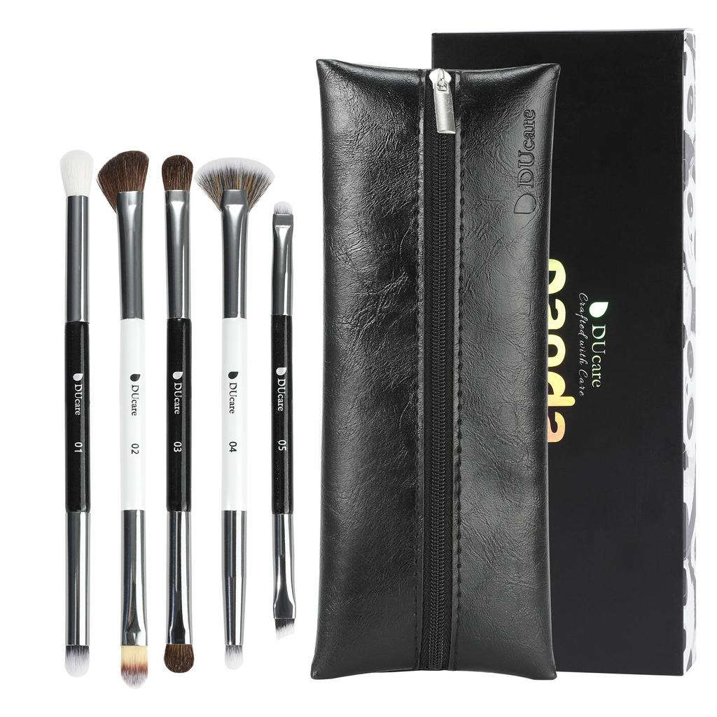 DUcare Eye Brushes Set, Vegan Makeup Brushes with Concealer Powder Eyeshadow Blending Eyeliner Spoolie Brush, Synthetic Hair Black Cosmetic Brush