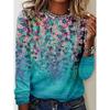 Women's Tunic Print Daily Fashion Casual Long Sleeve Crew Neck Blue Spring Fall