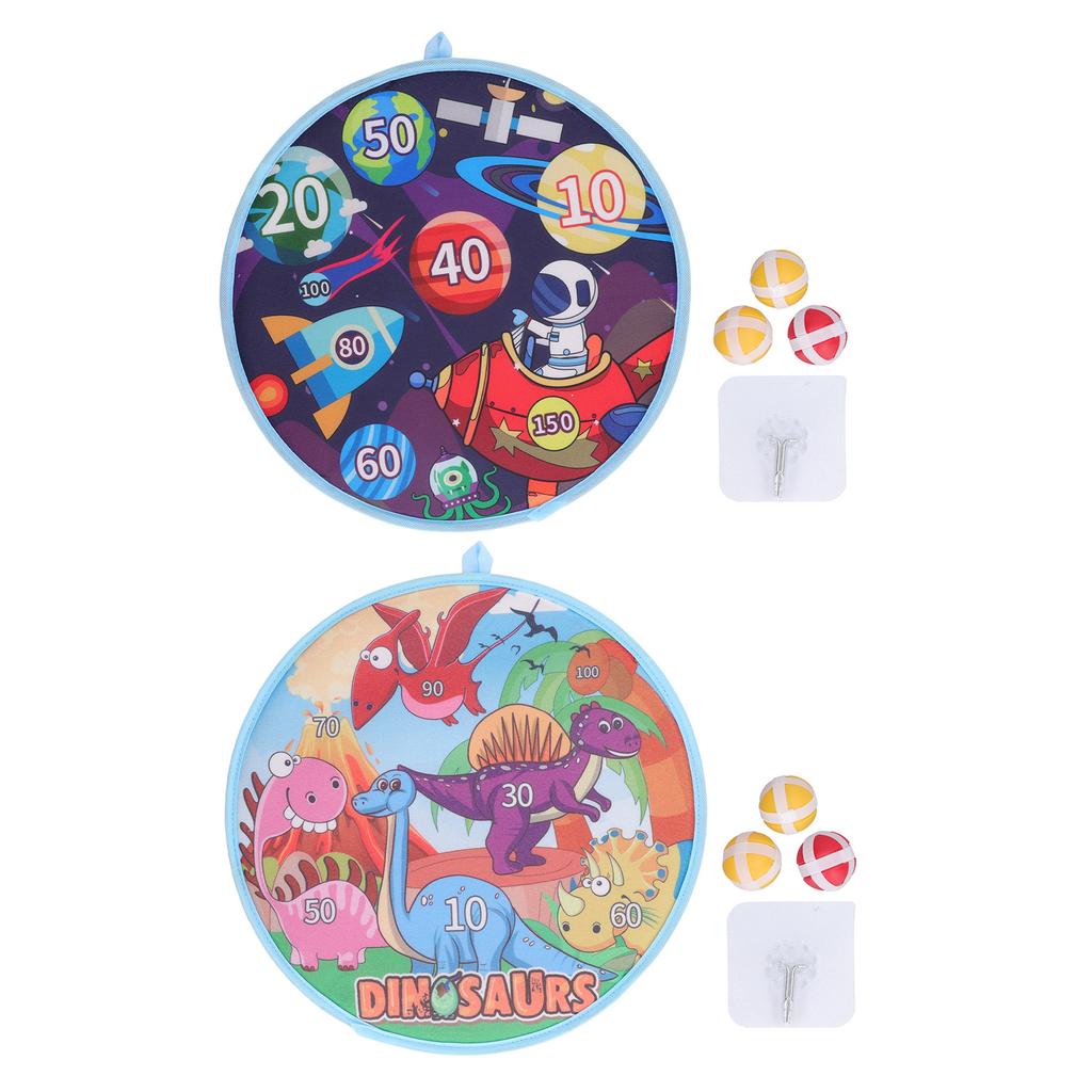 Kids Round Dart Board Game Set with 3 Strong Balls Cartoon Educational Large Dart Board Toys