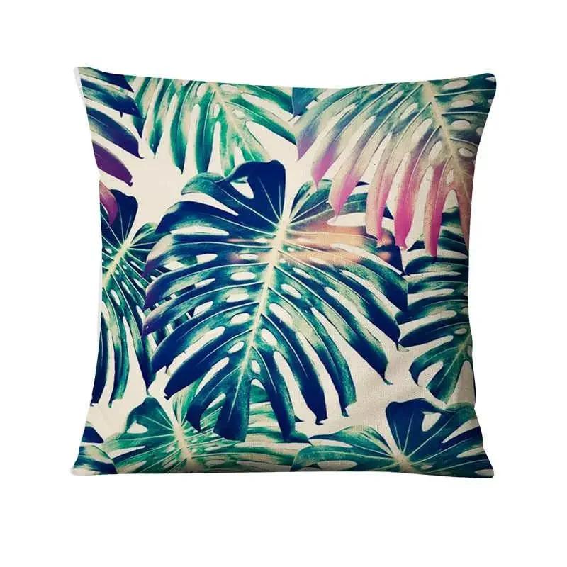 Green Plant Printed Cushion Cover Decorative Tropical Palm Leaf Pillow Case Living Room Bedroom Car Sofa Home Decora Pillowcase