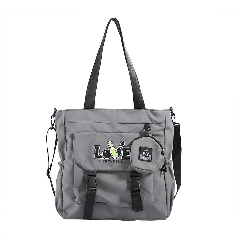 Campus Style Simple Solid Color Large-Capacity Make-Up Bag Student Backpack Leisure Literary Shoulder Bag Hand-Held Schoolbag