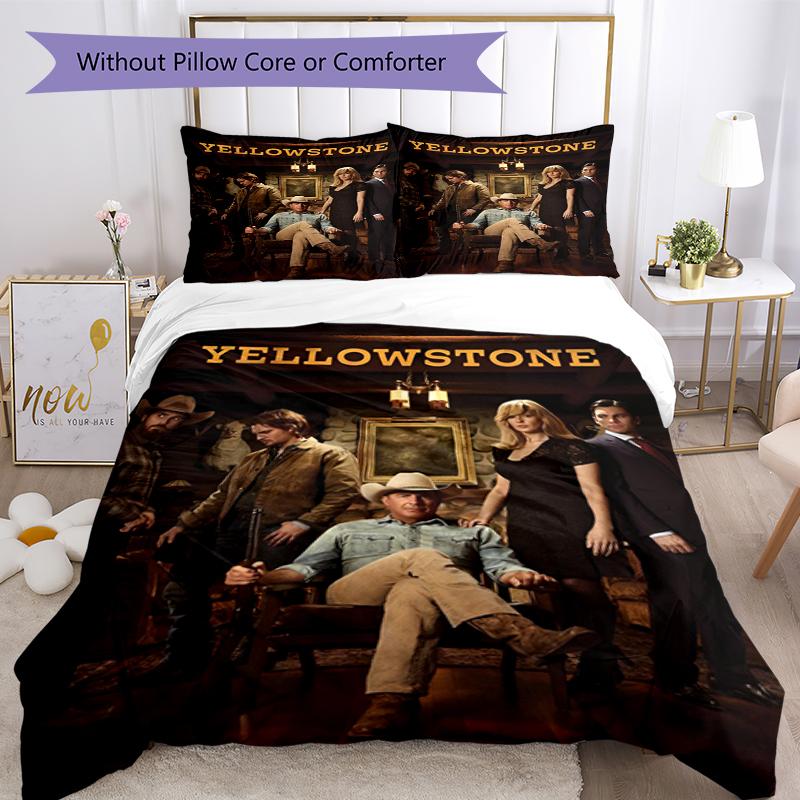 3 шт. Постельное белье Yellowstone с пододеяльником, включает 1 пододеяльник и 2 наволочки, мягкое и удобное для всех сезонов.