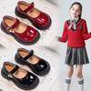 Черные кожаные туфли для девочек, милые туфли Мэри Джейн на плоской подошве с жемчужной подвеской для свадебной вечеринки, платье для школы, размеры 26-36