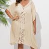 Женское платье-накидка большого размера, связанное вручную крючком с цветочным узором в стиле пэчворк, свободное пляжное бикини, наружное накидка