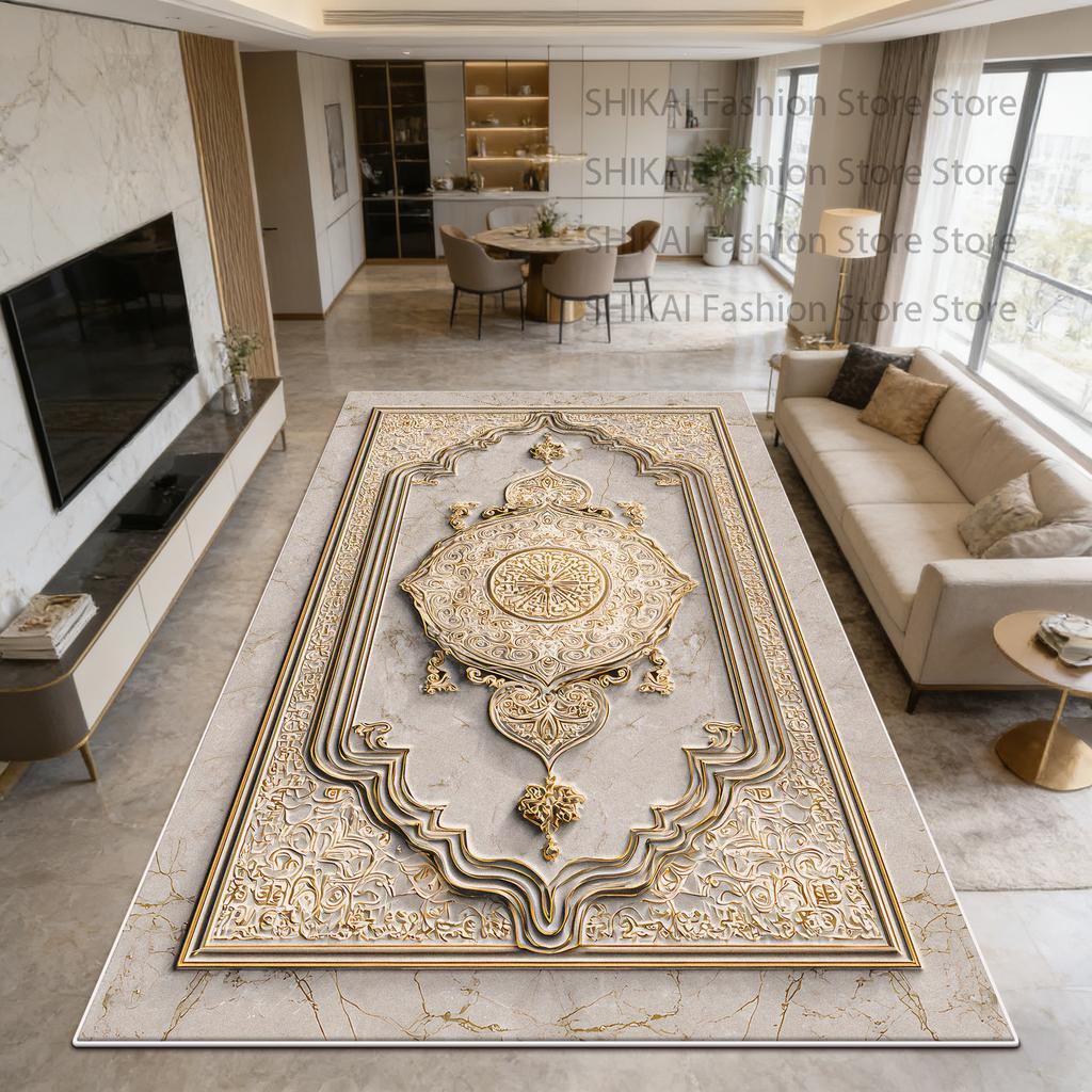 European Royal Gilded Style Big Size Balcony Rug Easy Clean Fluffy Luxury Floor Mat Decoration Living Room Antiskid Soft Carpet