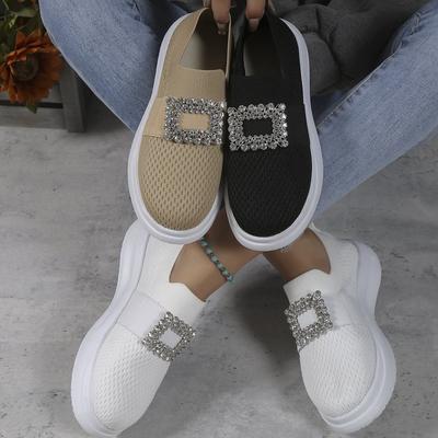 2024 Горячая Распродажа Женская Обувь Сетчатые Кроссовки Модные Мокасины Со Стразами Украшенные Платформы Теннисные Женские Туфли Zapatillas Mujer