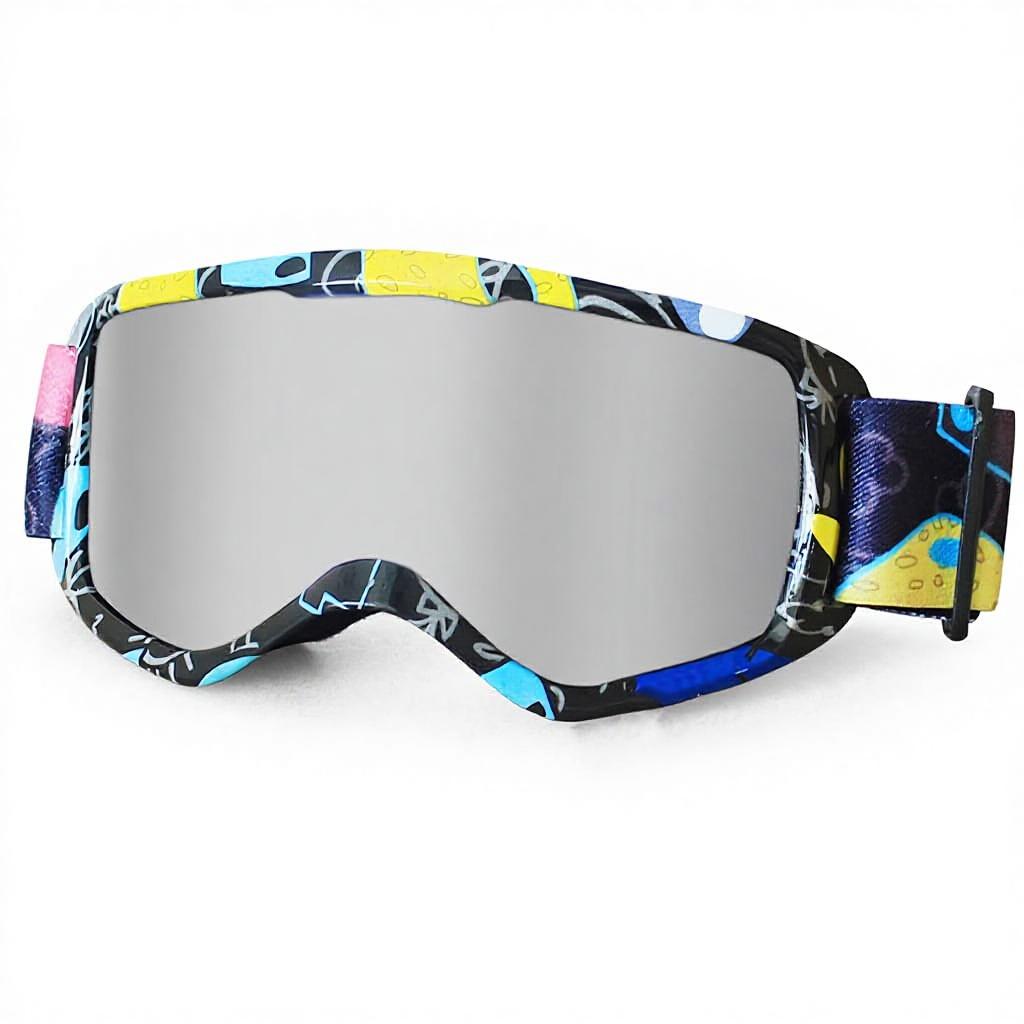 Fashionable Kids Ski Goggles Winter Outdoor Sports Glasses with Mirrored Lenses Children Windproof PC Frame for Snowboarding