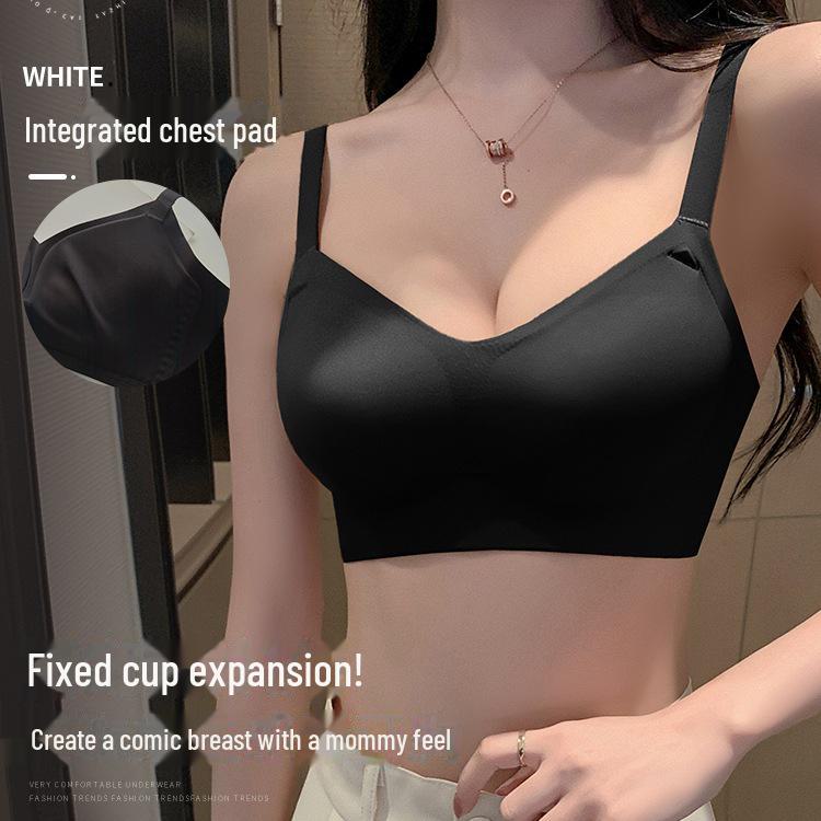 Korean Comics Seamless Push-Up Bra for Small Busts - Wireless, Thickened, and Large Fixed Cups