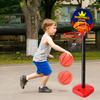 1 Set Basketball Hoop Kit with Ball Pump Adjustable Punch-Free Easy Installation Three-Piece