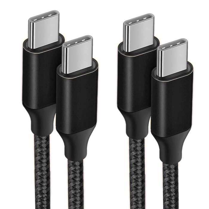 Lot de 2 Câble USB-C vers USB-C Rapide 3A pour Xiaomi 15 14 12-12T Pro 13 Ultra 11i 11T Lite Mi 11 Pro -Nylon Renforcé 1M Noir