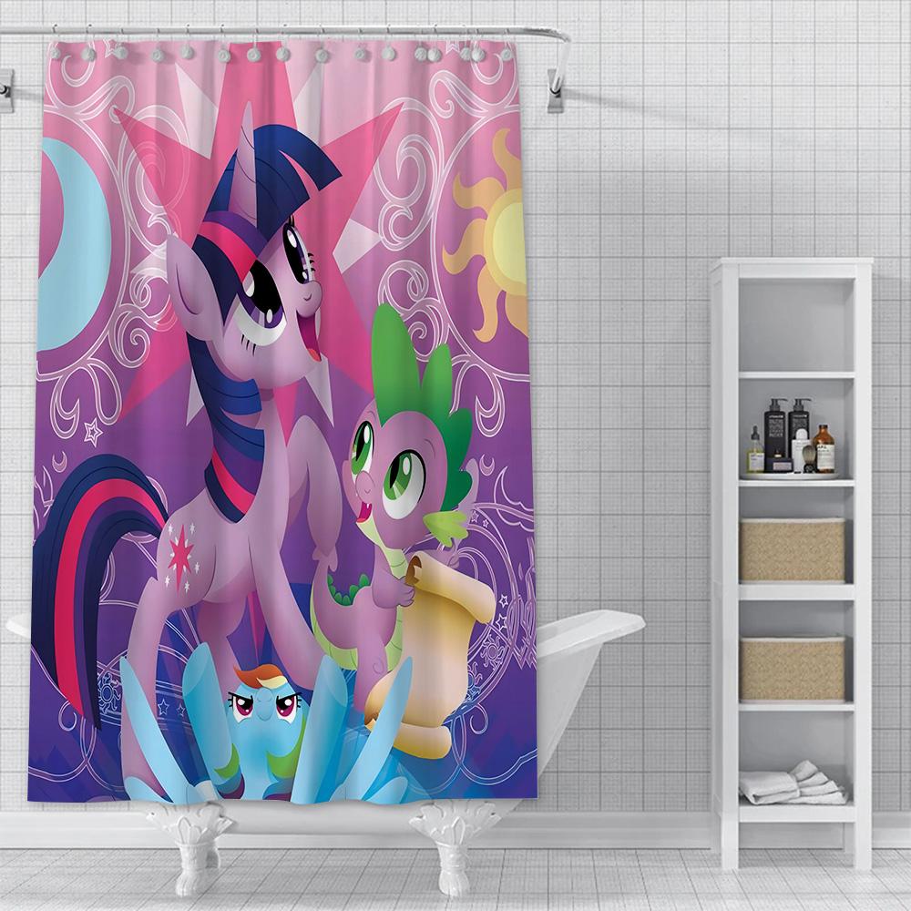Hot Cartoon My L-Little P-Pony Shower Curtain Waterproof Polyester Fabric Paint Colorful Bath Curtains Curtain with Hook