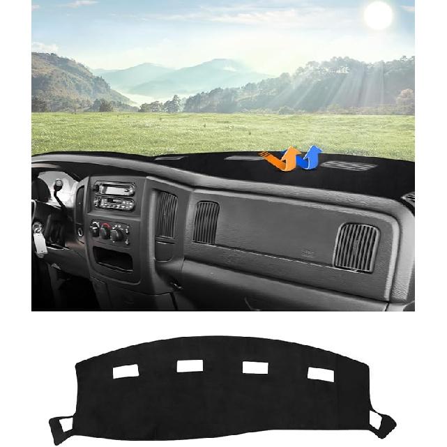 Autorder Dashboard Cover Mat For 2002-2005 Dodge Ram 1500 & 2003-2005 2500/3500 Accessories Dash Cover Flannel Dash Mat Sunshade Glare UV Rays