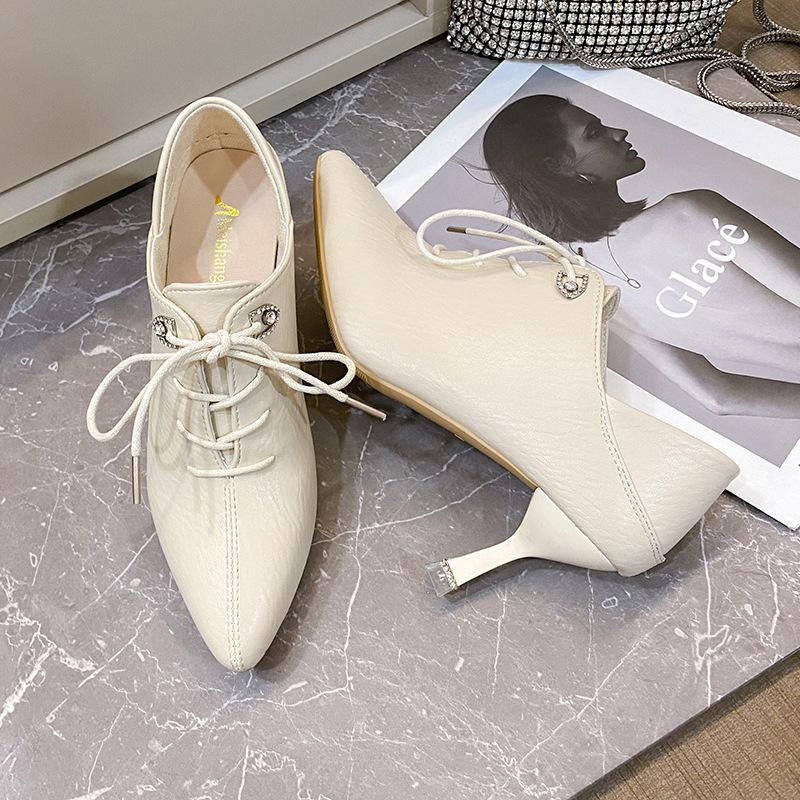 Новая женская обувь весна и осень острый носок тонкий каблук высокие каблуки темперамент маленький каблук глубокий вырез туфли-лодочки обувь из мягкой кожи