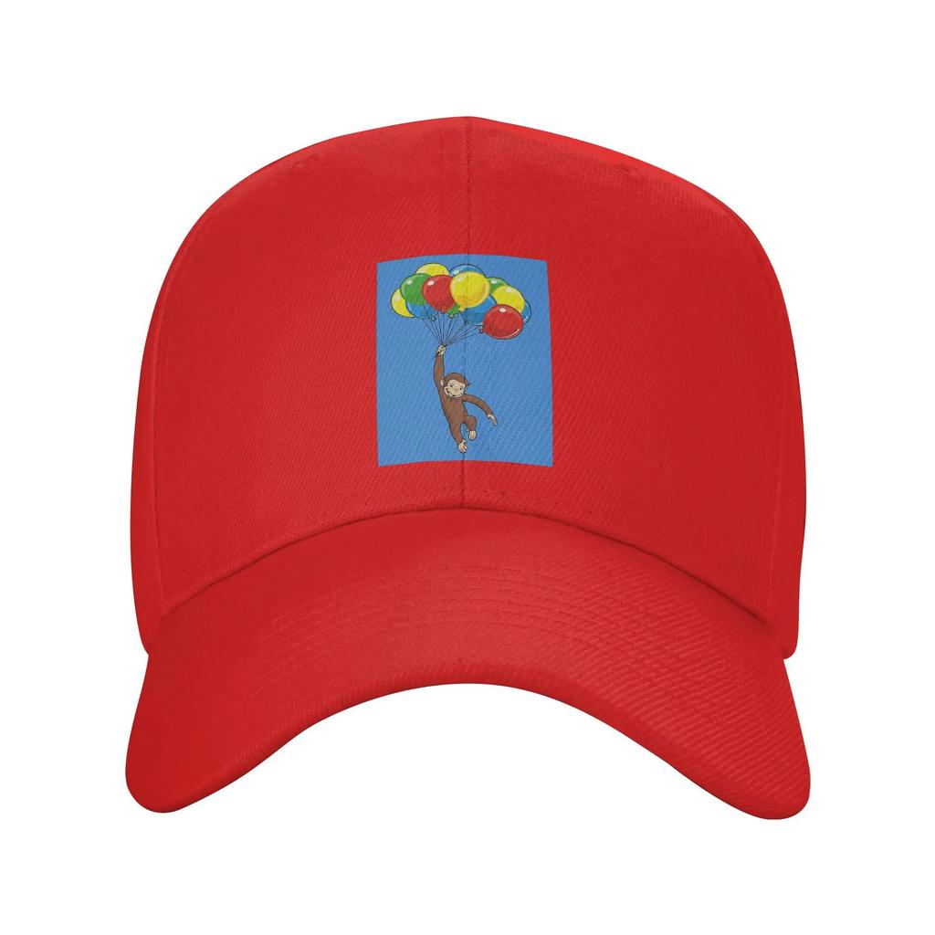 Curious George with balloons Baseball Caps Snapback Fashion Baseball Hats Breathable Casual Casquette Outdoor Men's And Women's