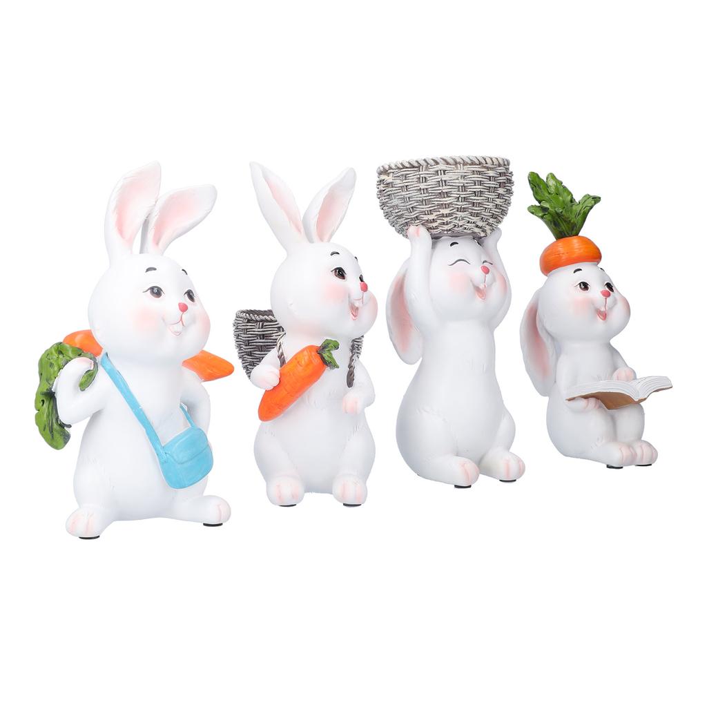 4 шт. Кролик орнамент смоляной настольный расписанный вручную ремесленный скульптура для гостиной сад