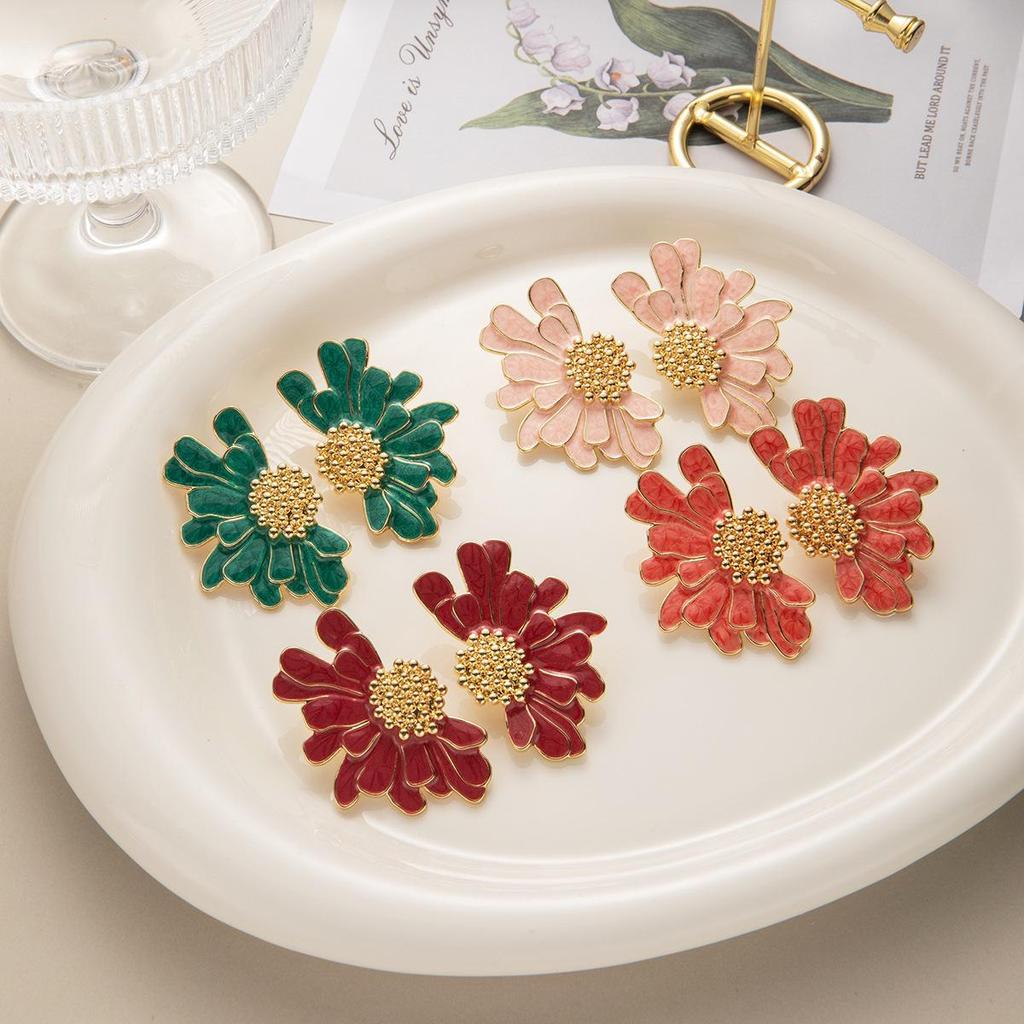 Ретро Серьги с цветком маргаритки - Роскошные, Минималистичные, Летний стиль от Bai Lu