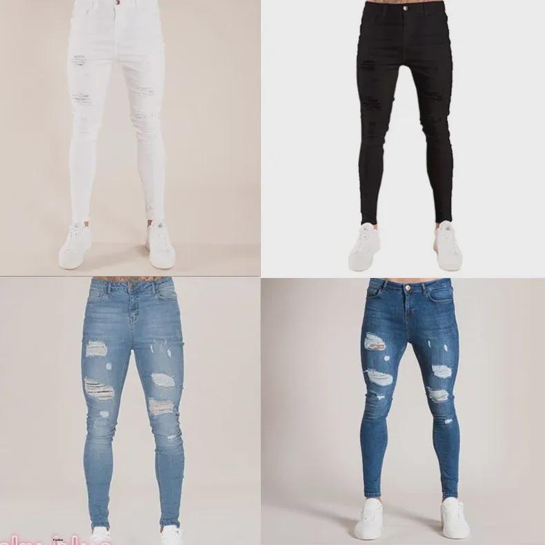 Новые мужские узкие рваные джинсы в стиле хип-хоп