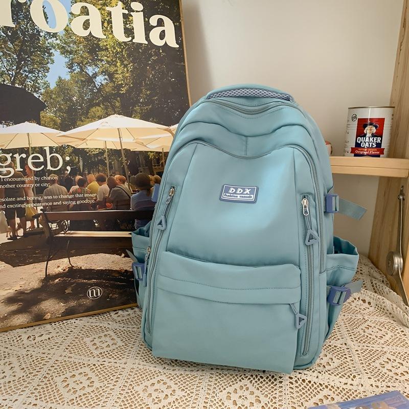 New schoolbag female college student solid color large-capacity backpack multi-layer sturdy middle and high school student backpack