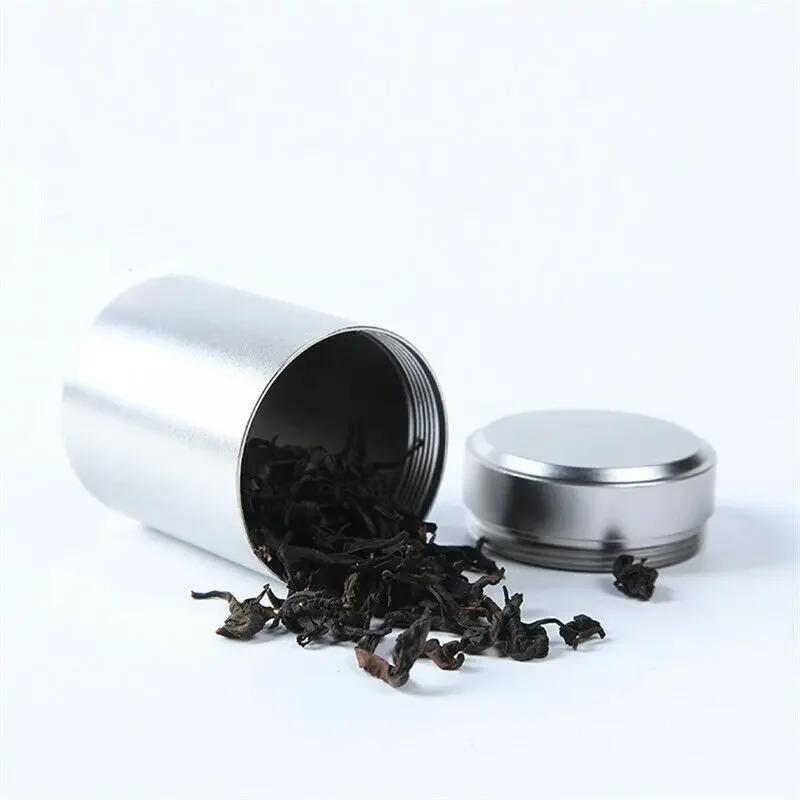 Mini Tea Can Metal Box Aluminum Alloy Portable Sealed Jar Travel Moisture-proof Solid Color Nut Candy Food Storage Container