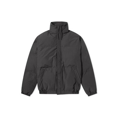 Fear of God Essentials FW19 короткая однотонная куртка-пуховик с логотипом на молнии и воротником-стойкой, теплая толстая куртка-пуховик унисекс, черная FOG-FW19-26