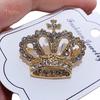 Diamonding Jewelry Crown Shape Crystal Stone Faux Pearl Lapel Brooch Pin Suit Collar Badge
