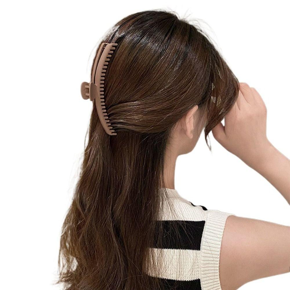 Large Matte Claw Clip Solid Color Geometric hair claw Fashion Thin Shark Clip Girls
