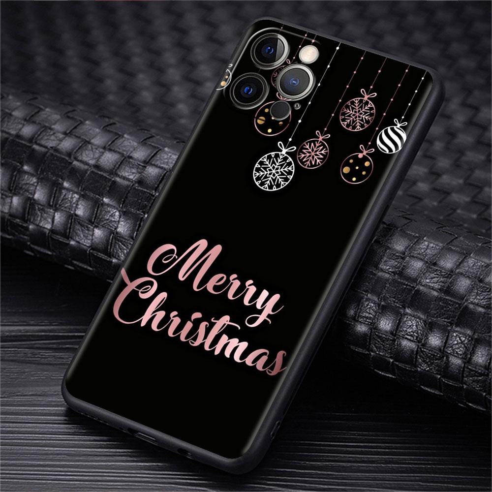 Рождественский чехол для Apple iPhone 14 11 13 12 Pro 7 Plus XR X XS Max 6 6S 14Pro Max Черный силиконовый чехол для телефона