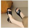French Simple Rear Empty Fish Mouth High Heels Temperament Thin Medium Heel Thin Heel Sandals Women's Summer 2025 Foreign Trade New