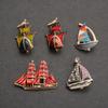Creative Enamel Sailing Brooch Medieval Style Beautiful Steamboat Party Leisure Brooch Gift