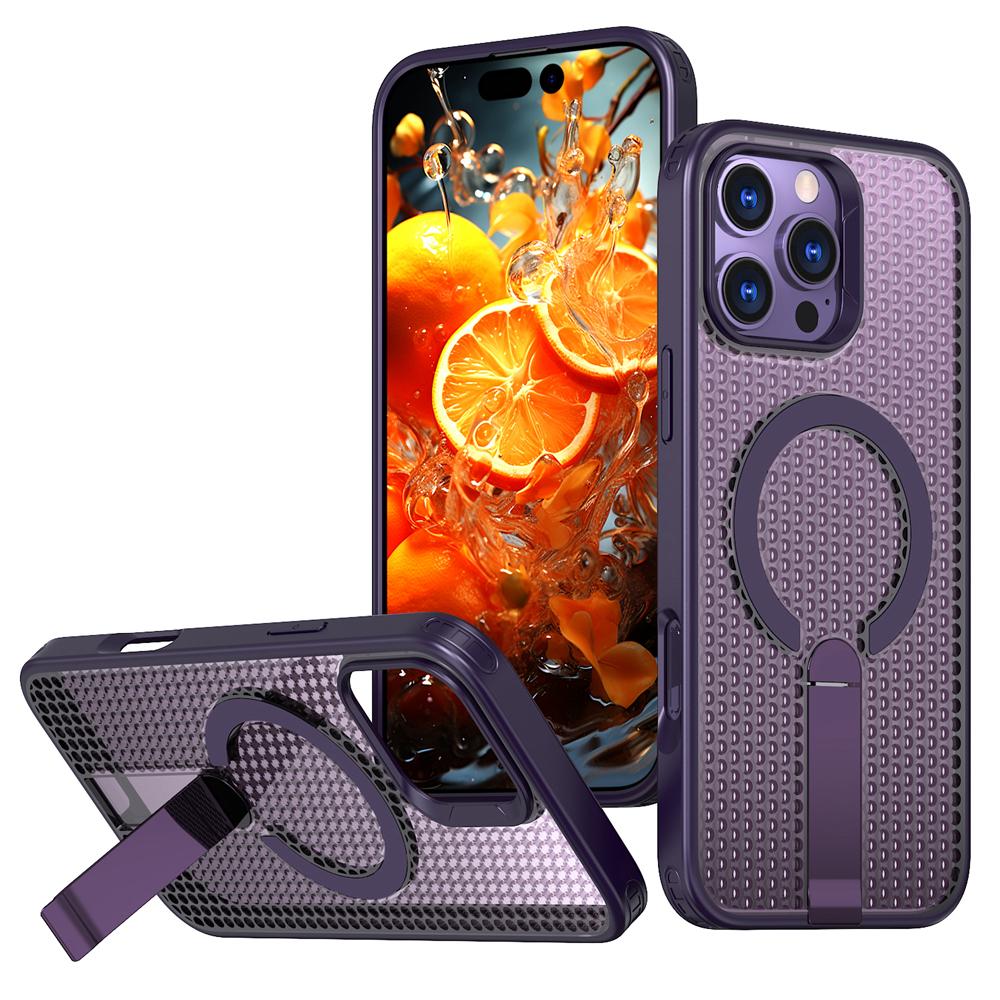 KEYSION Полый чехол с охлаждением MagSafe для iPhone 16 Pro Max 16Plus, магнитный, скрытая подставка, противоударный чехол для телефона