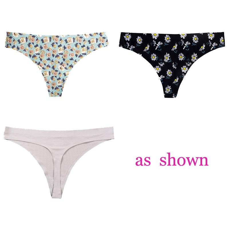 CINOON 3 шт./лот, женское сексуальное нижнее белье с цветами, соблазнительные трусики с низкой талией, стринги, дышащее нижнее белье без следов, стринги, нижнее белье
