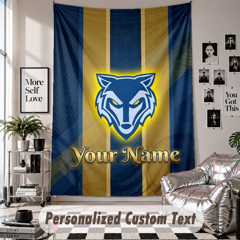 Wall Hanging Tapestry With Custom Name & Text, Warrington Wolves Decorative Tapestry For Bedroom