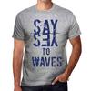 Мужская винтажная футболка Футболка с рисунком Say Yes to Waves Grey Marl