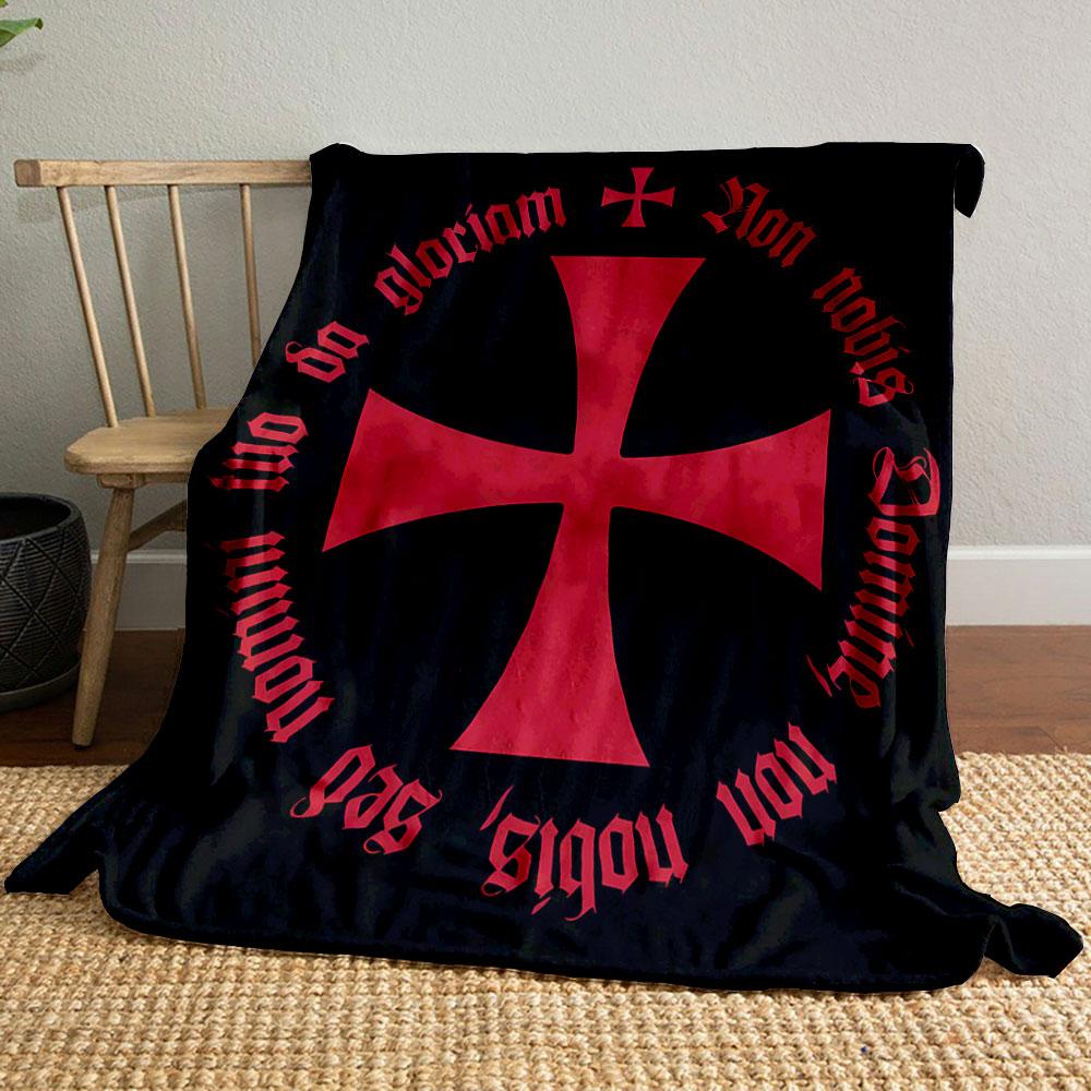 Medieval Knight Themed Throw Blanket Crusader Cross, Medieval Style,Blanket for Living Room Bed Couch lunch breakBlanket for Friend's festival Gift