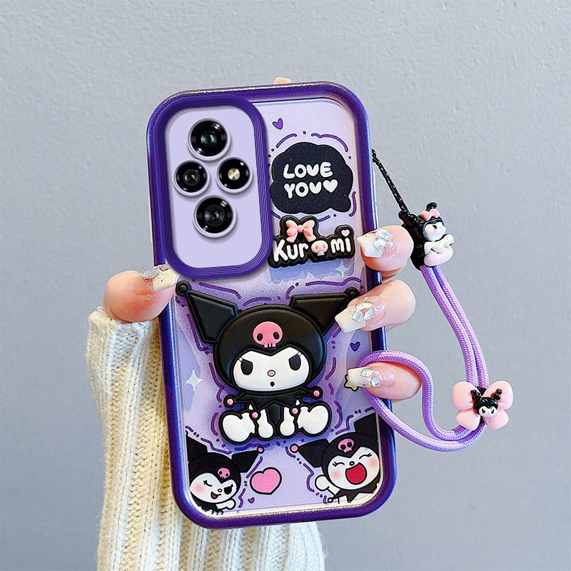 KEYSION Противоударный чехол для HONOR 200 Pro 5G с ремешком, мягкий силиконовый милый 3D-мультяшный чехол для телефона-куклы для Huawei Honor 200 5G