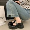 Fashion 2025 High Heel Leather Shoes All-Match Outdoor Mary Jane Sexy Pump Sandals Ladies Latest Slimming Outside Lolita Retro Dress Cro