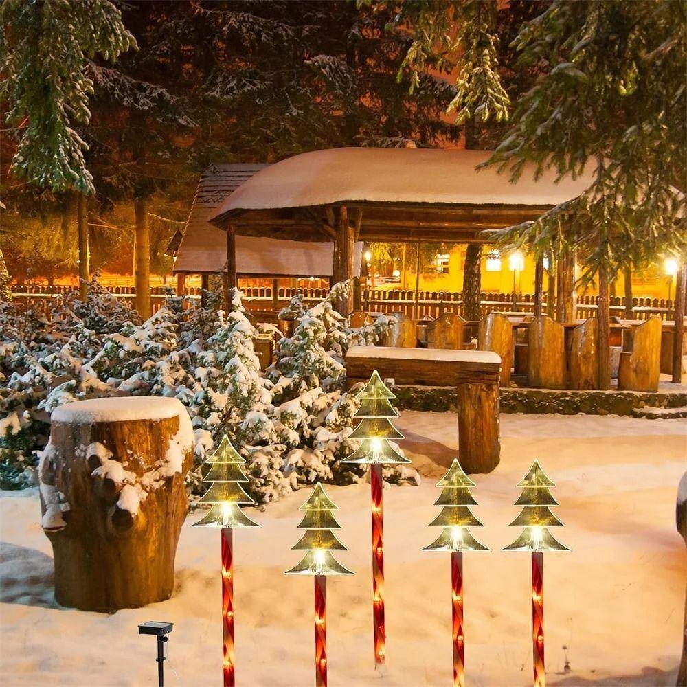 5 шт./набор Снежинка Рождественская елка Наземный светильник 8 режимов Дед Мороз Солнечные огни Газон