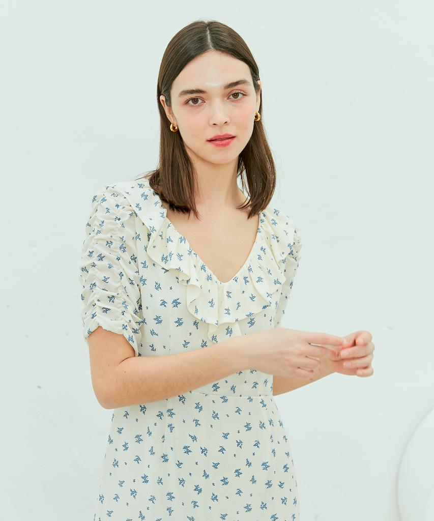 Near And Dear Floral Ruffle Chiffon Dress_Yellow