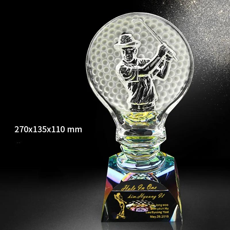 Customized High-End Sports Golf Crystal Trophy, One shot Hole, Competition Award Medal, New Home Decoration, Free Engraving, 1Pc
