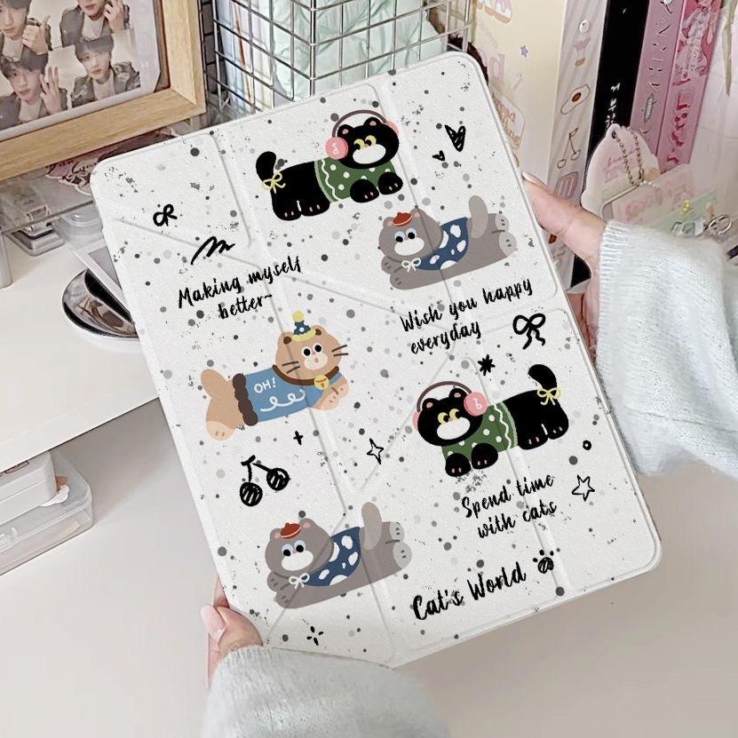 Четыре котенка, подходящая для iPad 11 дюймов Y с изогнутым краем наклейка, защитный чехол для планшета с отсеком для стилуса, iPad Pro 13 дюймов противоударный.