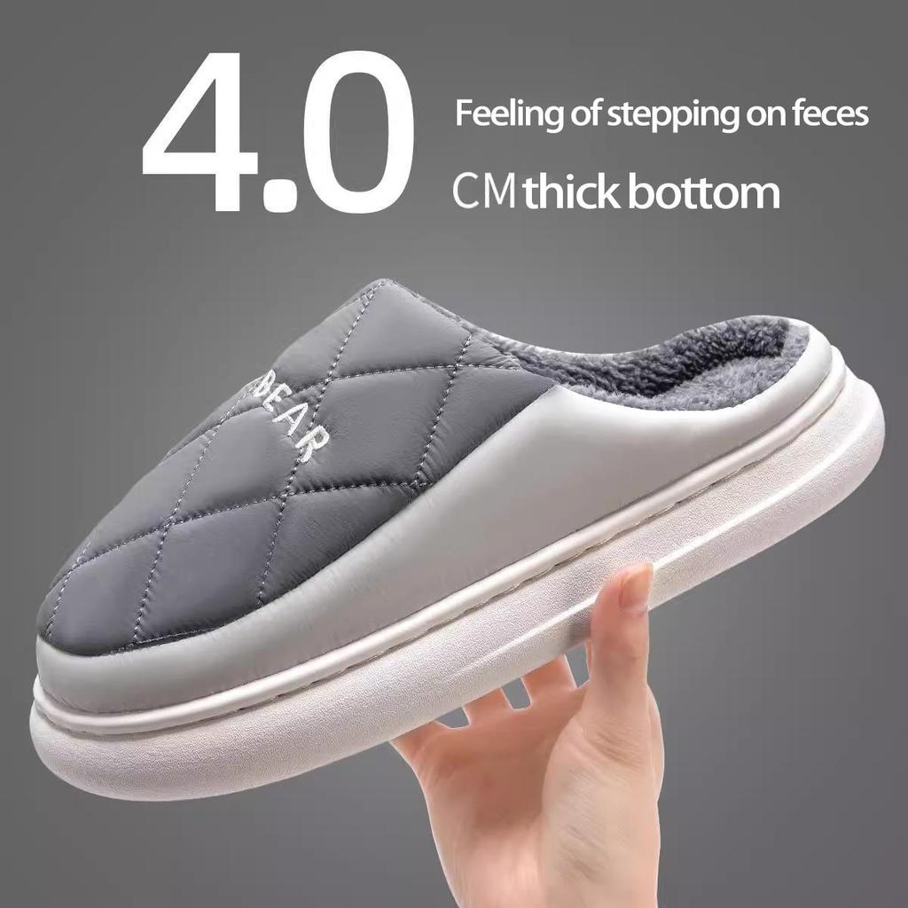 Водонепроницаемые нескользящие хлопковые зимние тапочки для пар - теплая домашняя обувь для женщин