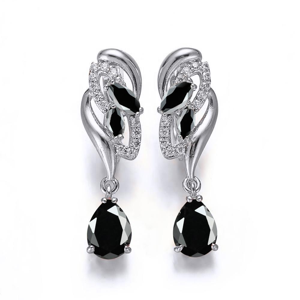 Серьги-капельки серебряного цвета с огранкой «капля воды», синий, белый, красный камень, серьги-капли с разноцветным камнем огранки «маркиза», серьги-кольца, предложение на годовщину, подарок