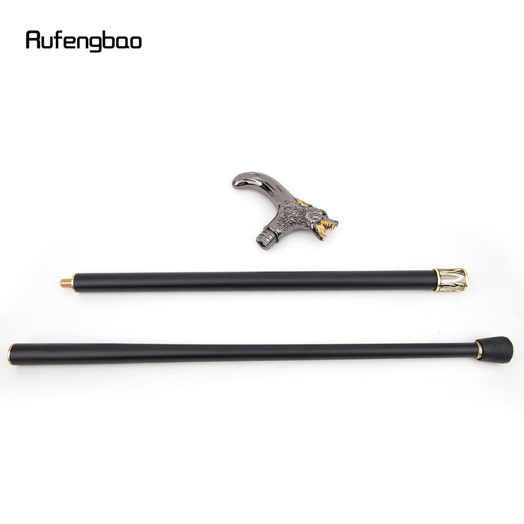 Золотая, черная голова волка, кусающая трость, модная декоративная трость, элегантная трость для косплея, ручка Crosier 93 см