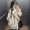 Премиальное ленивое пальто из лисьего меха, новинка осени и зимы, персонализированный воротник-стойка, кардиган из искусственного меха