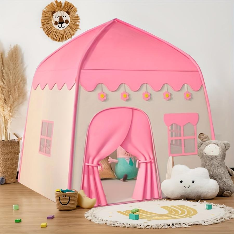 Children's Princess Play Tent,Large Indoor Playhouse with Pink Floral Design,Durable Polyester Fabric & Sturdy Steel Frame,gift for Boys & Girls