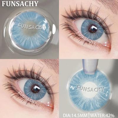 FUNSACHY 2 шт. Синие цветные контактные линзы, красивый зрачковый макияж глаз, натуральные мягкие контактные линзы для глаз, косметика для глаз, ежегодная