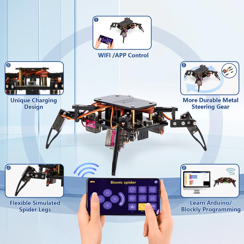 ACEBOTT ESP8266 Бионический Четвероногий Паук Робот Комплект Управление через Приложение Ходьба Ползание STEM Робототехника Проект для Arduino ESP32
