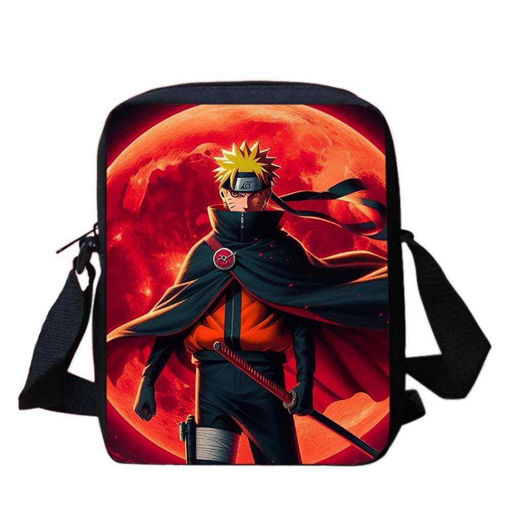 Детская сумка через плечо из аниме NARUTO, легкая и прочная, с регулируемым ремнем, надежная молния, для школы и повседневного использования, для мальчиков и девочек 6-10 лет