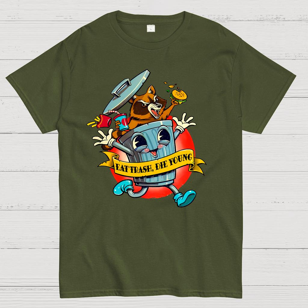 Eat Trash Die Young Vintage Cartoon Classic Cotton Summer Casual Cool Loose T-Shirt