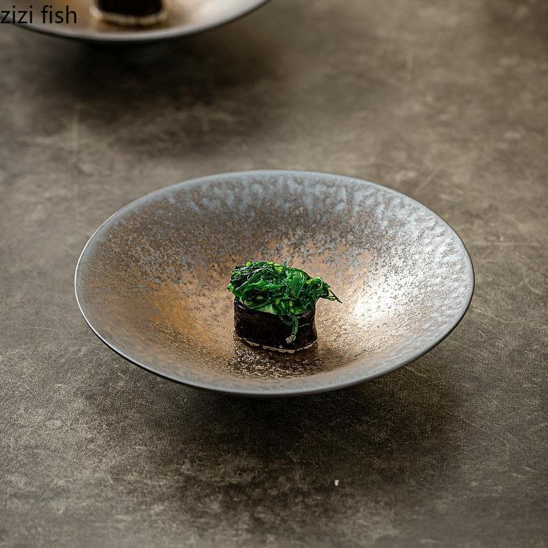 Винтажная керамическая обеденная тарелка, толстая суповая тарелка, десертная тарелка, фруктовые салатные тарелки, паста, фирменная посуда для ресторана